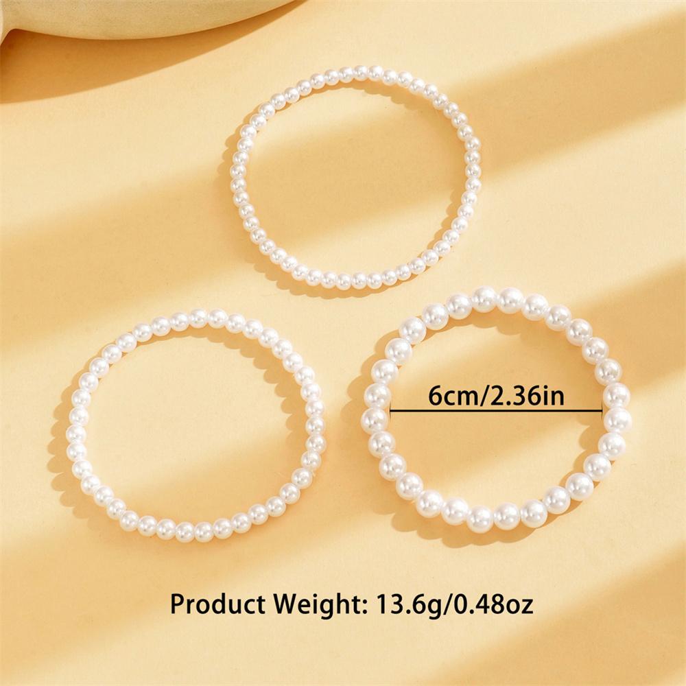 White Beads Simulated Pearl Anklets For Women 3pcs/Set Versatile Foot Chain Ankle Bracelet Boho Beach Jewelry Summer Accessories