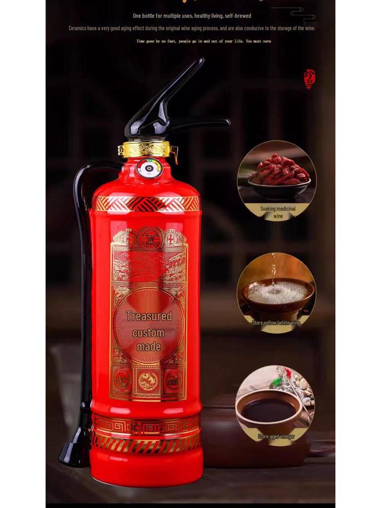 Jingdezhen Ceramic Fire Extinguisher Wine Bottle: Creative Sealed Wine Jar and Craft Pot for Home Storage