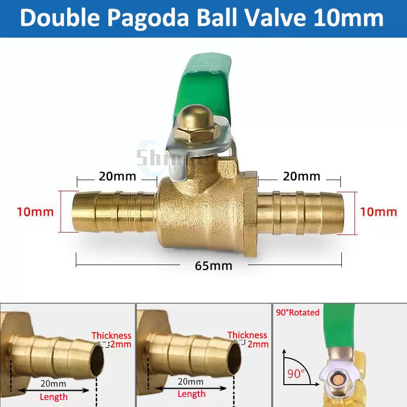 Brass Ball Valve 3/8'' 1/4'' 1/2" Male To Female Thread Connector Joint Copper Pipe Fitting Coupler Adapter 8/10/12mm Hose Barb