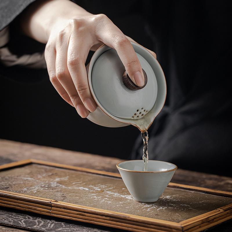 Ru Kiln Travel Tea Set Kuaike Cup Car Outdoor Portable Kung Fu Tea Set Tea Pot Gift Box Business