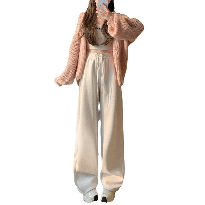 Rainbow Diandian Sweatpants Women's Autumn and Winter New High-waisted Casual Straight-leg Wide-leg Pants Two-wear Sweatpants