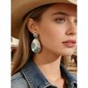 1 Pair Retro Western Style Green Turquoise Flower Alloy Earrings, Earrings For Women