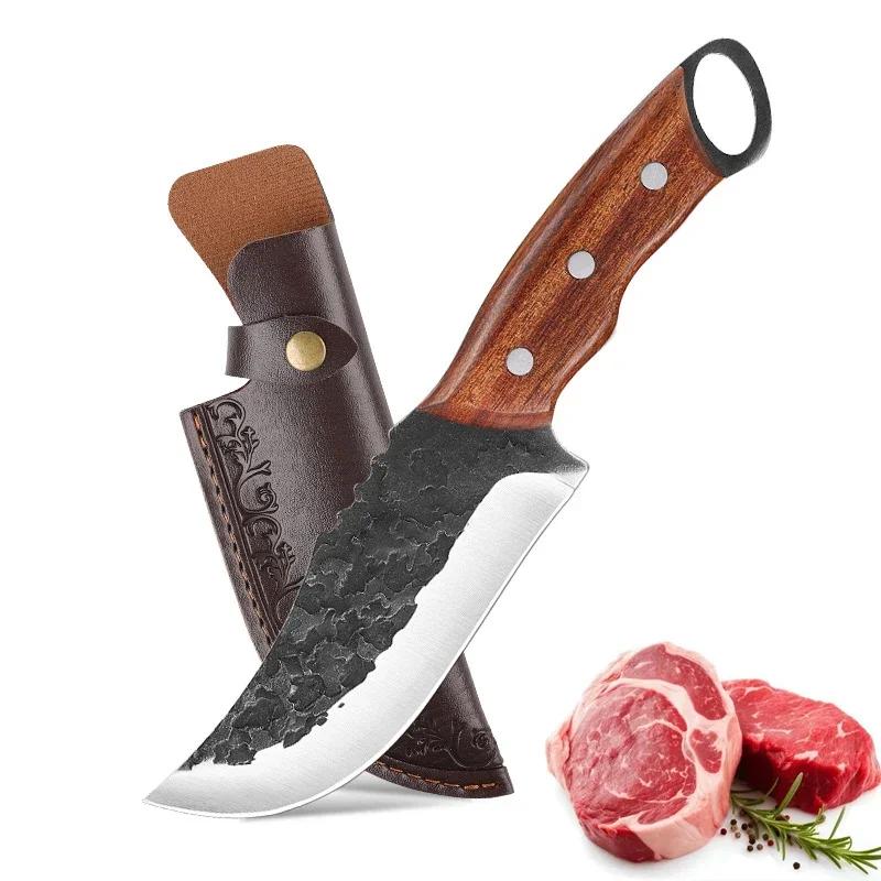 

Нож ручной работы, кованый кухонный нож для мяса, нож для обвалки, поварской нож, нож для нарезки фруктов, кухонный нож с деревянной ручкой