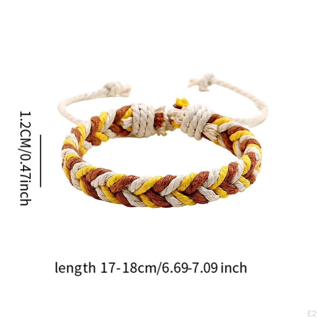Ethnic Style Bracelet Handmade Braided Rope Stylish Adjustable Bangles Handwoven for