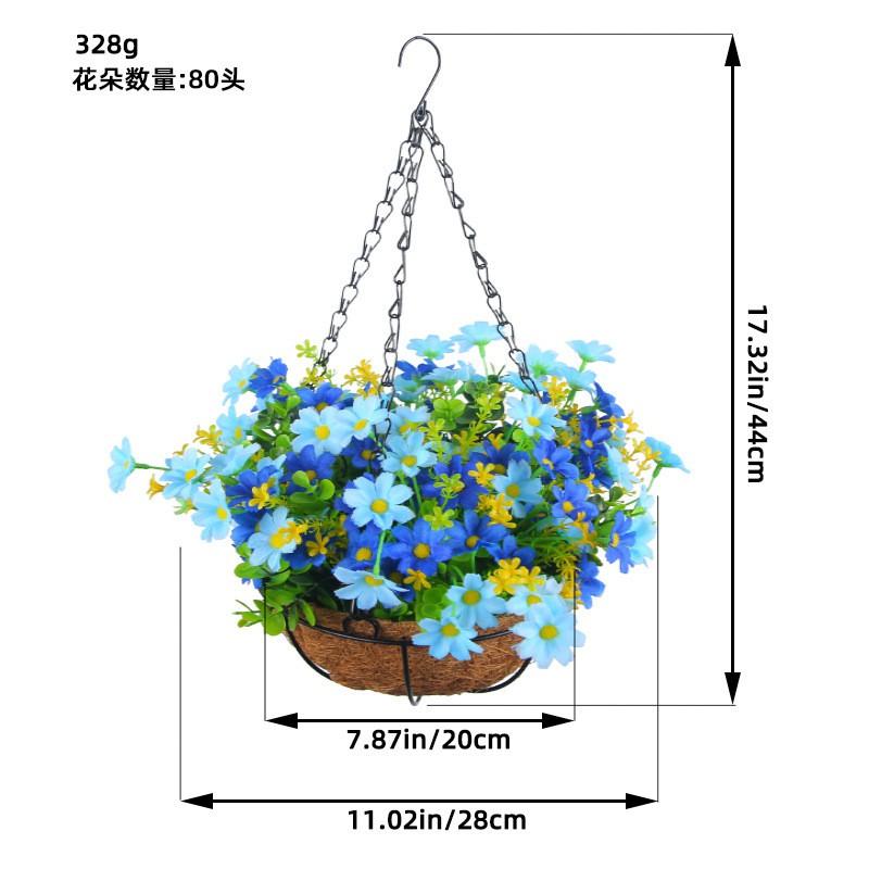Artificial Flower Hanging Basket With Bow Decor Woven Fabric Floral Wall Home Interior Modern Dcor