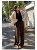 2026 Early Spring Women's Plus Velvet Warm Knitted Straight-Leg Casual Pants
