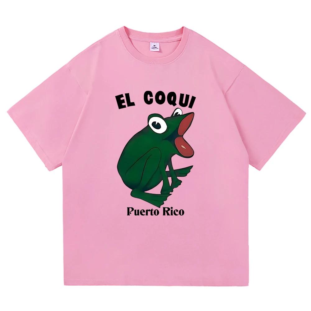 Bad Bunny El Coqui Frosch T-Shirt Fotos Damenbekleidung Harajuku Unisex Hochwertiges Baumwoll Oberteil Grafik T-Shirt