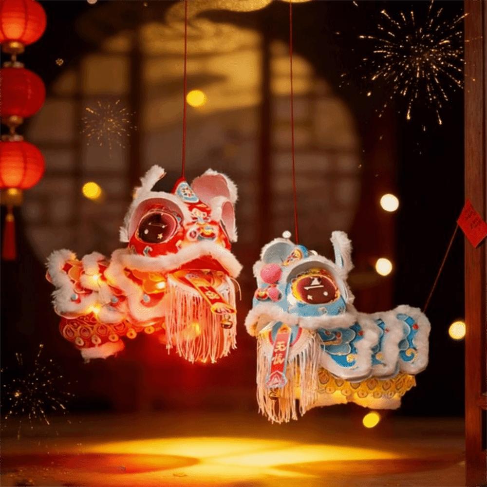 DIY Material Package New Year Lion Dance Lantern Luminous Hand-held Lantern Chinese New Year