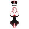 Women's Nurse Costume Set Roles Play Backless Bodysuit Uniform Outfit Set Bodysuit with Headband