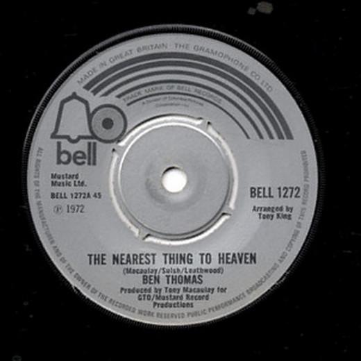 

7inch Record BENNIE THOMAS The Nearest Thing To Heaven BELL1272 Bell Records 1972 UK Pop Used