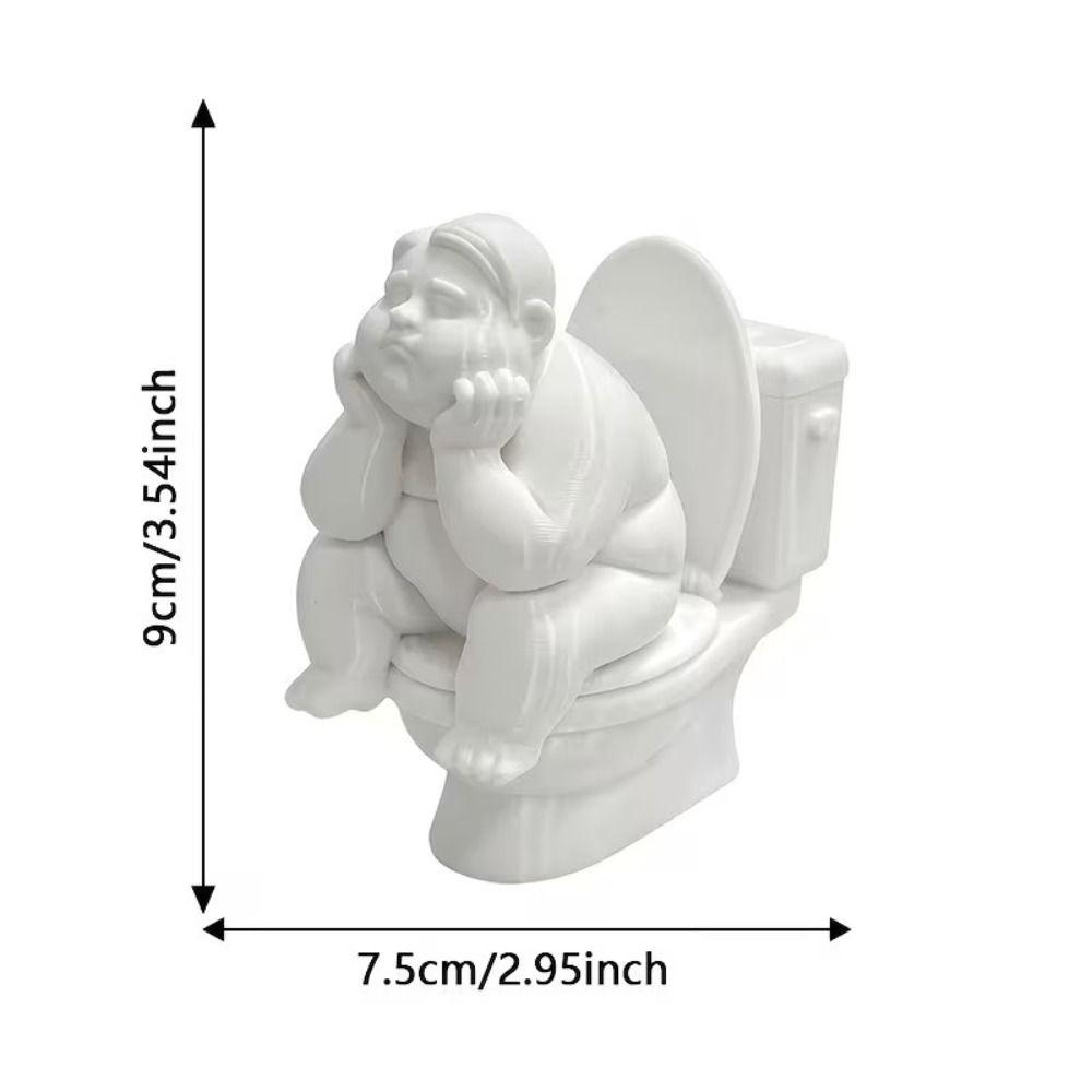 3D Printed Toilet Thinker Figurine Cute Desktop Small Ornament Gift for Friends