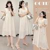 2026 Summer White Short Sleeve Maternity Wear: Simple, Loose, and Slimming Design