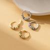 Crystal Female Rainbow Zircon Stone Hoop Earrings Fashion Gold Color Wedding  For Women