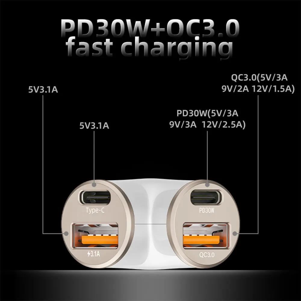 Fast Charger 4 Ports PD USB 240W Super Car Charger Phone Type-C Adapter Quick Charging in Car for iPhone 14 15 Pro/Max Samsung