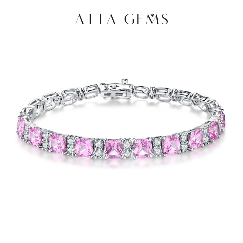 ATTAGEMS 925 Silver Jewelry Original Created Blue Spinel Bracelet 1.0CT Tennis Bracelets For Women Luxury Gift Wedding Authentic