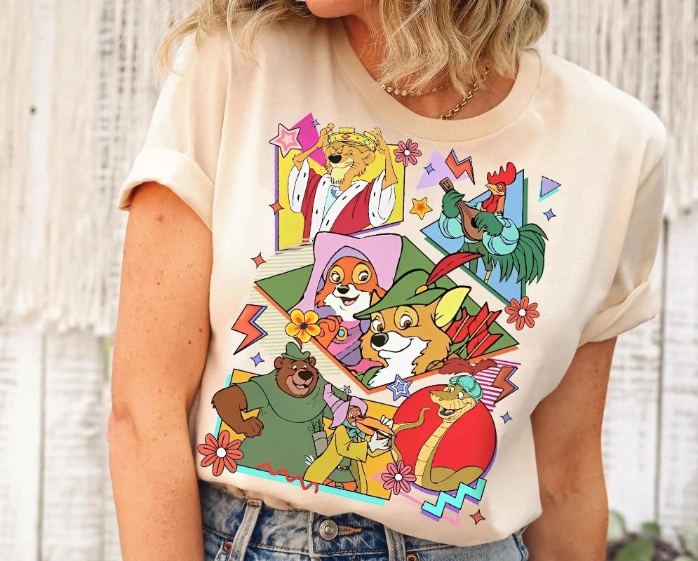 Retro   Robin Hood Characters Group Shirt    Sir Hiss Marian John TShirt  Magic Kingdom Tee S
