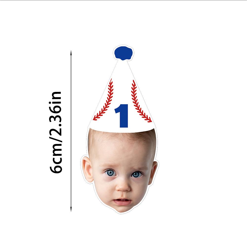 

Customized photo birthday stickers, personalized facial/age numbers, suitable for milestone, baseball themed birthday parties 20pcs