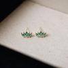 Copper-Plated 925 Silver Crown Stud Earrings with Colorful Zirconia – Exquisite, Versatile, High-End Design for Women.
