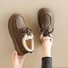 Leather wool velvet snow boots women's new winter thickened warm platform cotton shoes non-slip