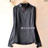 Spring and Autumn Women Lengthened Extra Large Outdoor Sports Running Quick-Drying Elastic Fleece-lined Half Pull Stand Collar Long sleeves Shirt 979