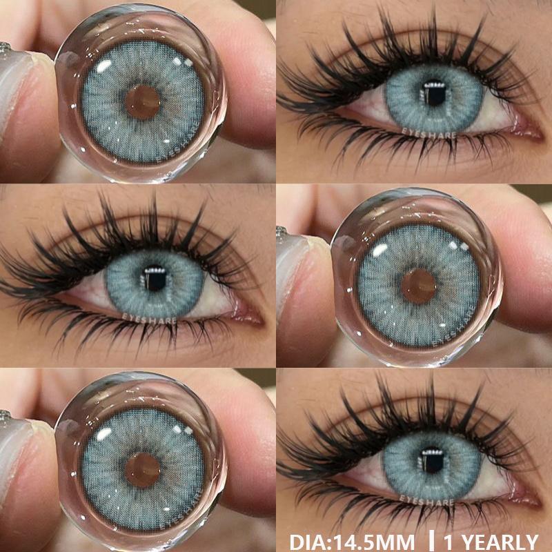 2Pcs Colored Contacts Lenses for Eyes Fashion Blue Contact Lens Brown Lenses Gray Pupils Lens Yearly Cosmetic Green Contacts
