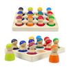 Montessori Sorting Board Puzzle Game Solid Wood Rainbow/Macaron Color Tray Villain Bead Color Cognition Matching Educational Toy