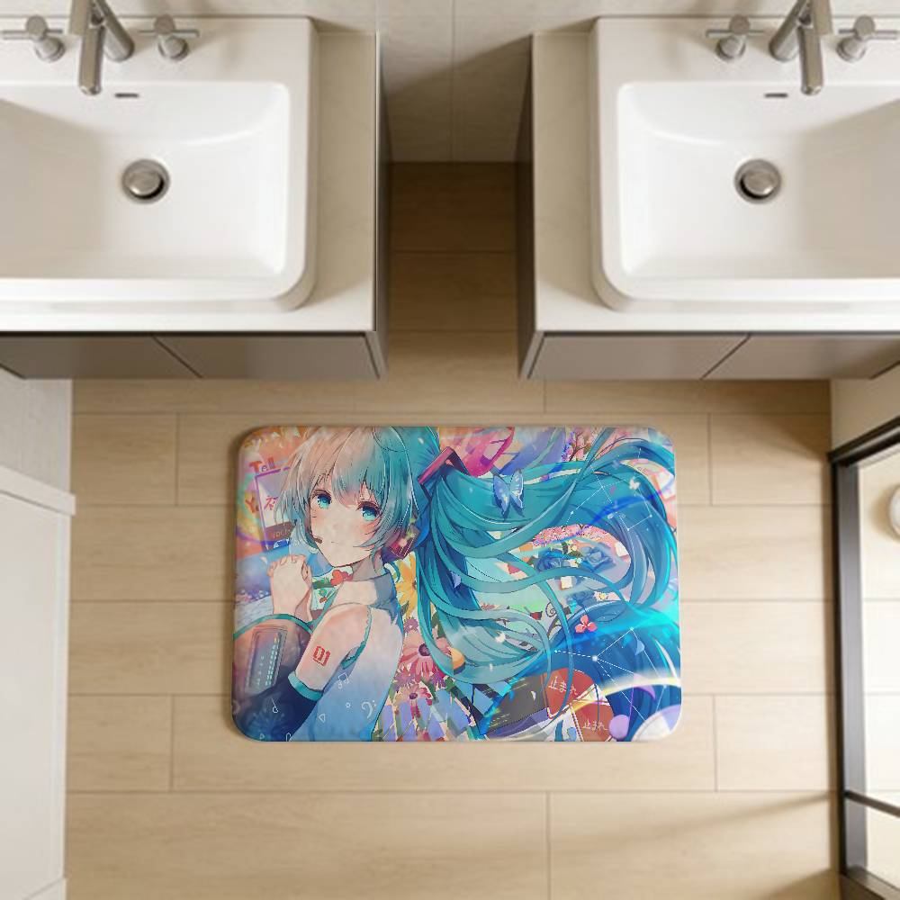 Music H-Hatsune Girl M-Mikues Room Mats Retro Multiple Choice Living Room Kitchen Rug Non-Slip Welcome Rug