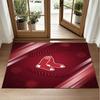 Boston Red Sox Design Kristall-Samt Teppich Weiche Dekorationsmatte für Schlafzimmer Eingang