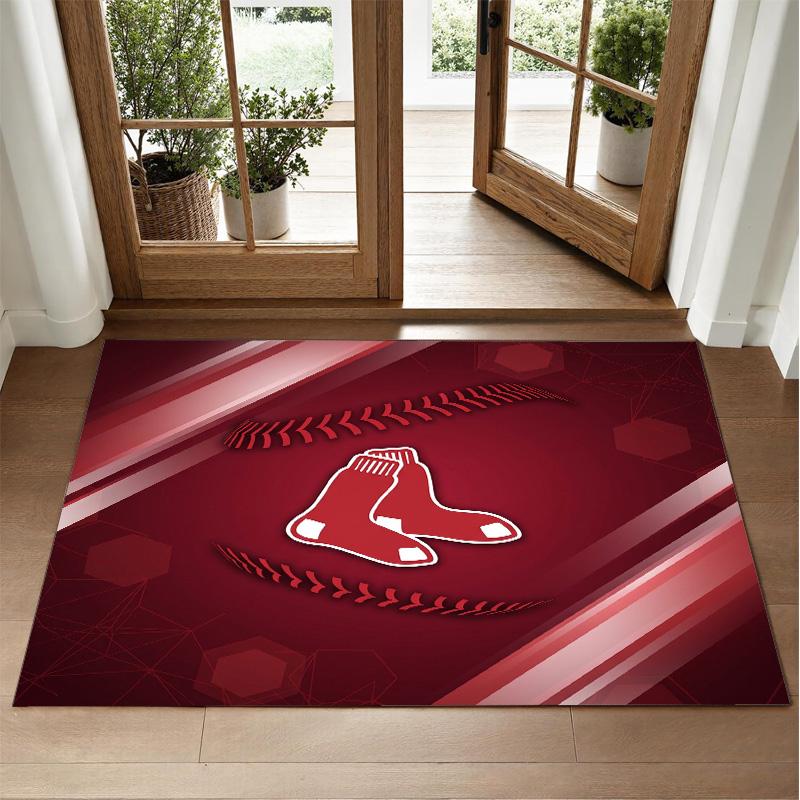Boston Red Sox Design Kristall-Samt Teppich Weiche Dekorationsmatte für Schlafzimmer Eingang