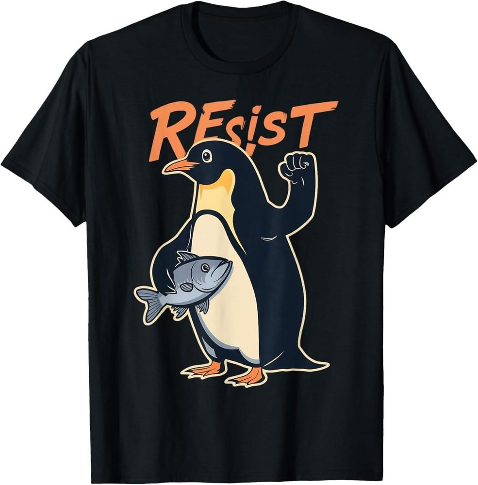 Funny Resist Penguin Activism Protest Against Tariffs TShirt S