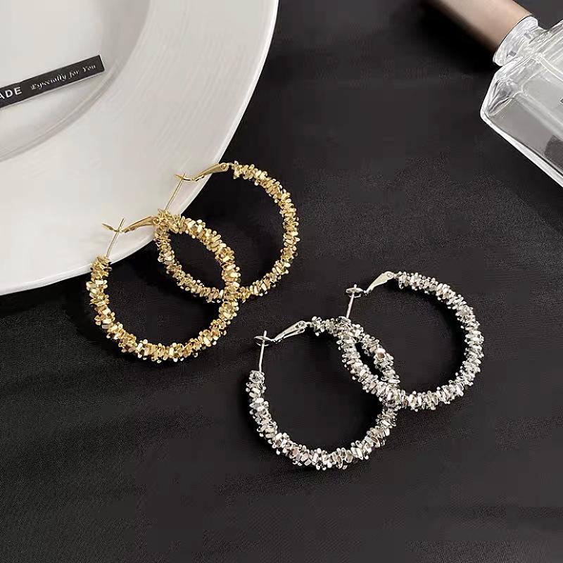S925 Silver Needle Exaggerated Ear Ring Ultra-fantastic Fashionable Metal Big Circle Earrings for Women