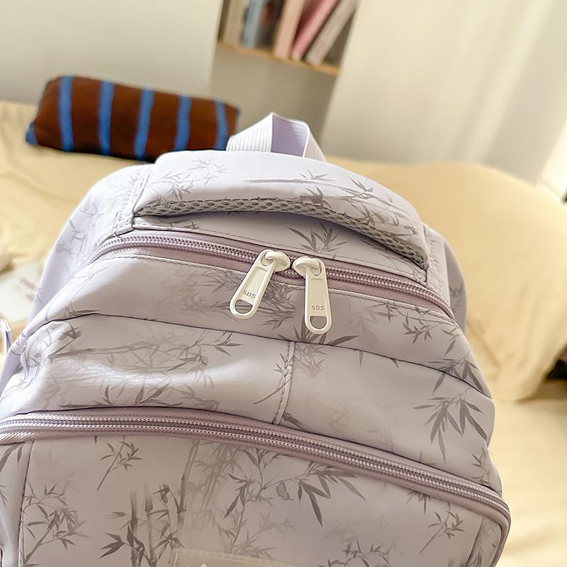 Bamboo Printed Backpack Junior High School Student Schoolbag Lightweight Large Capacity Backpack