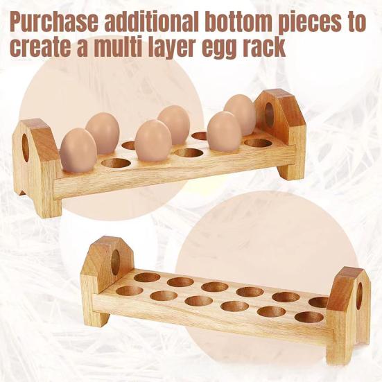 1/2/3Pcs Egg Storage Rack Counter Egg Dispenser Large Capacity Stackable Wooden Storage Organizer for Home Kitchen