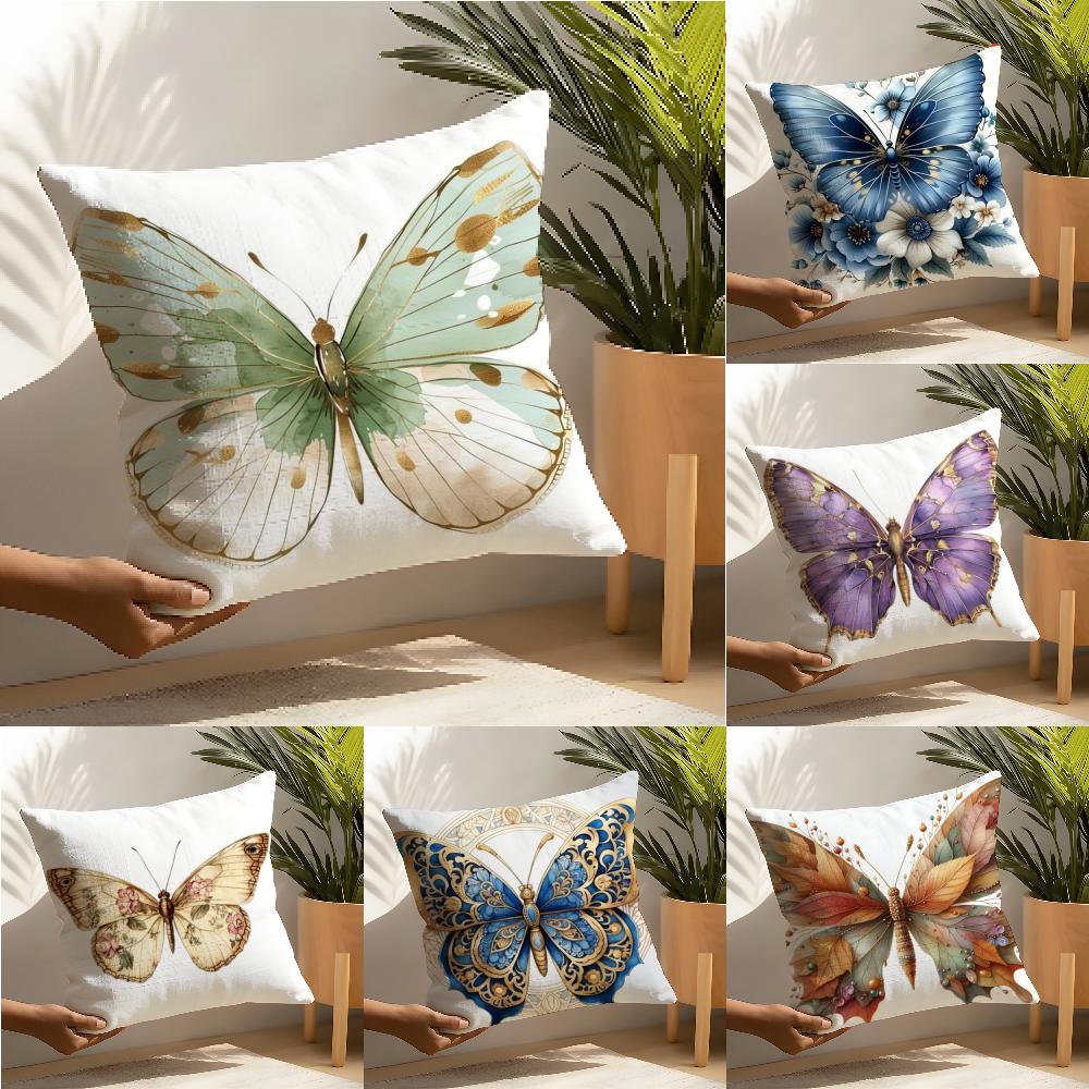 Naturally Beautiful and Elegant Butterflies Pillow Case Linen Pillow Case Sofa Home Decor Cushion Cover Cushion Cove