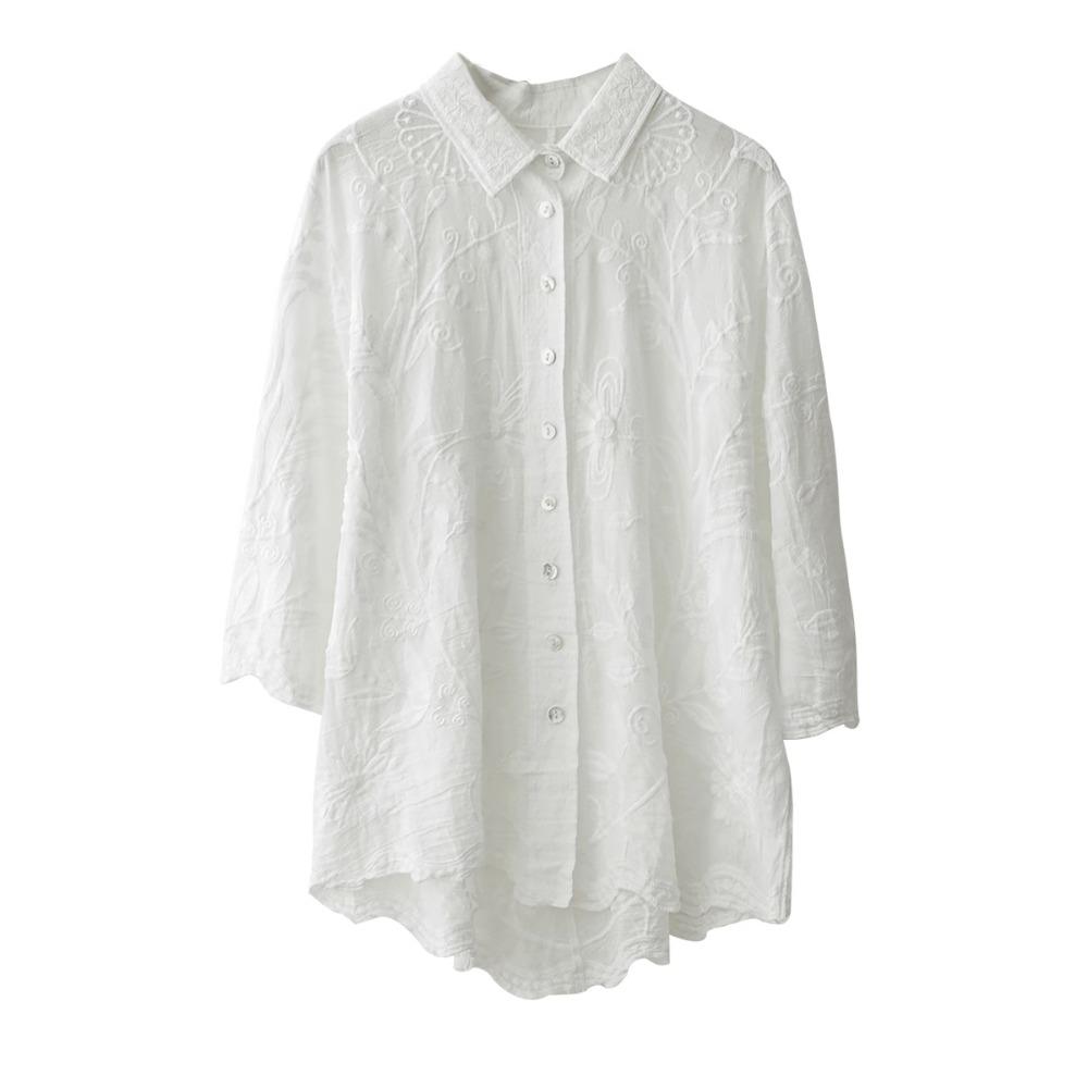 DIMANAF 2024 New Summer Shirt Women Lace Blouse Short Sleeve Basic Fashion Tops Tees Casual Loose White Tees