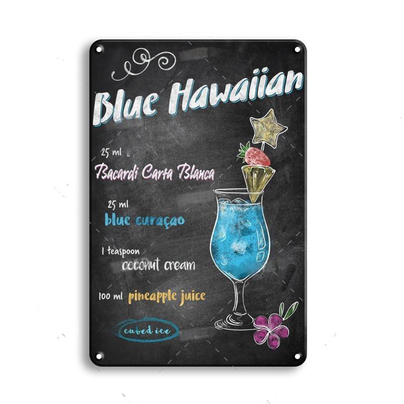 Vintage Metal Tin Sign Decorations Gin & Tonic Cocktail Plate Decorative Poster Plaque Bar Kitchen Home Wall Decor 8 X 12 Inch