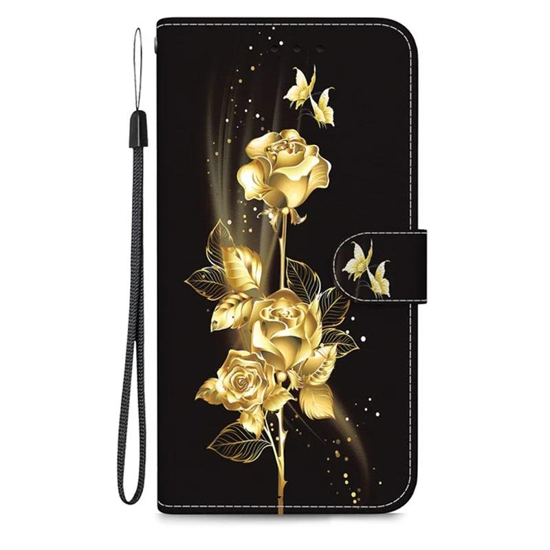 Hülle für Samsung Galaxy A15 A05s A05 A25 A24 A14 4G A34 A54 5G A155 A156 A256 Leder Klappständer Handyhülle Süße Blume Capa