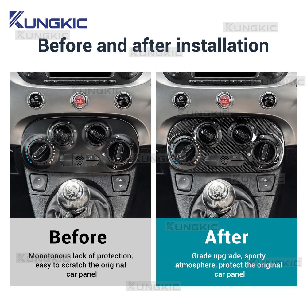 Real Hard Dry Carbon Fiber For Abarth 595 695 595C 695C 2012-2022 2023 2024 Fiat 500 500C 2008-2024 AC Digital/Manual Climate