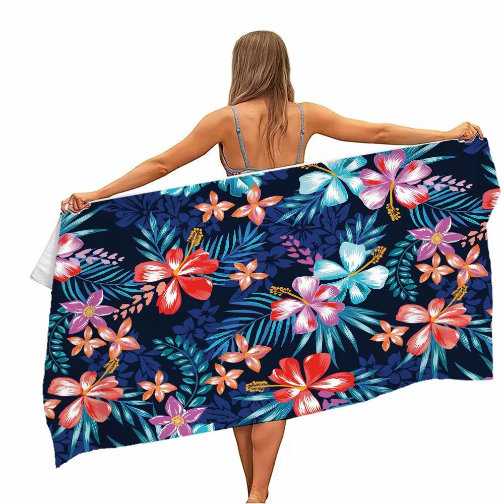 Purple Leaves Microfiber Beach Towel Flower Absorbent Swimming Towel Lightweight Quick Drying Pool Towel Perfect For Men Women