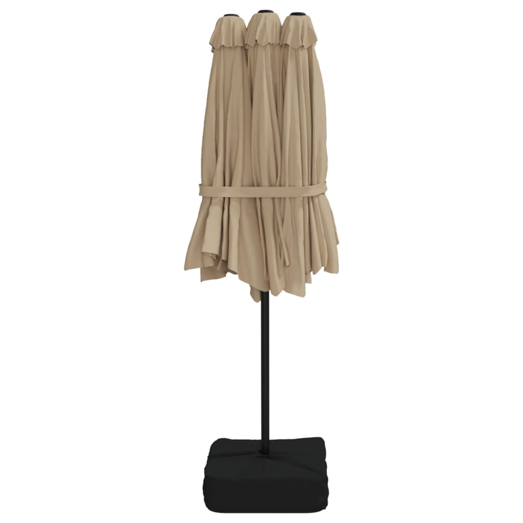 Vidaxl Ombrellone Doppio da Giardino con LED, Colore Taupe, 449X245 Cm