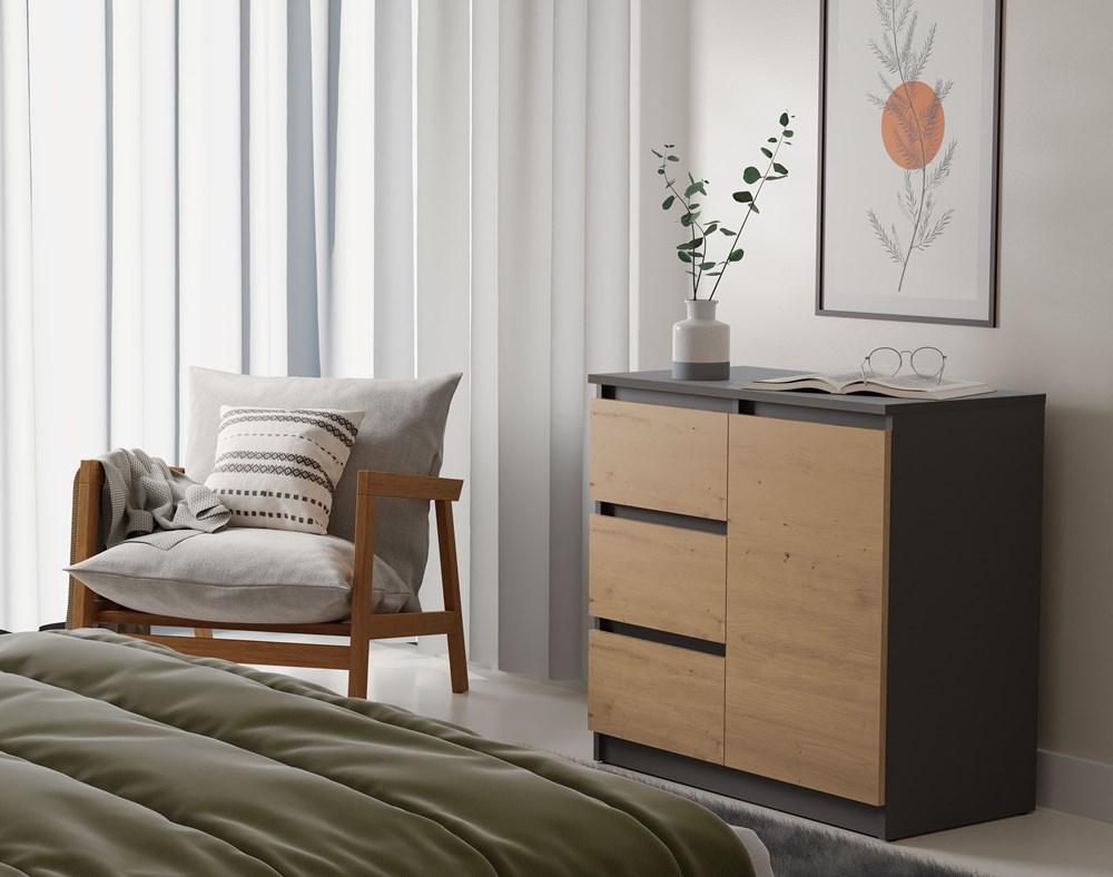 Malwa 1D3S ANTHRACITE ARTISAN Chest of Drawers