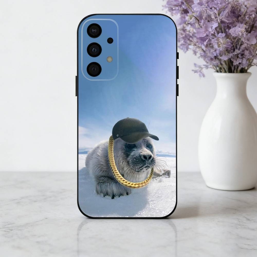 S-Seal F-Funny C-Cute Phone Case For Samsung Galaxy A73,A72,A71,A70,A53,A52,A51,Others Soft Black Cover