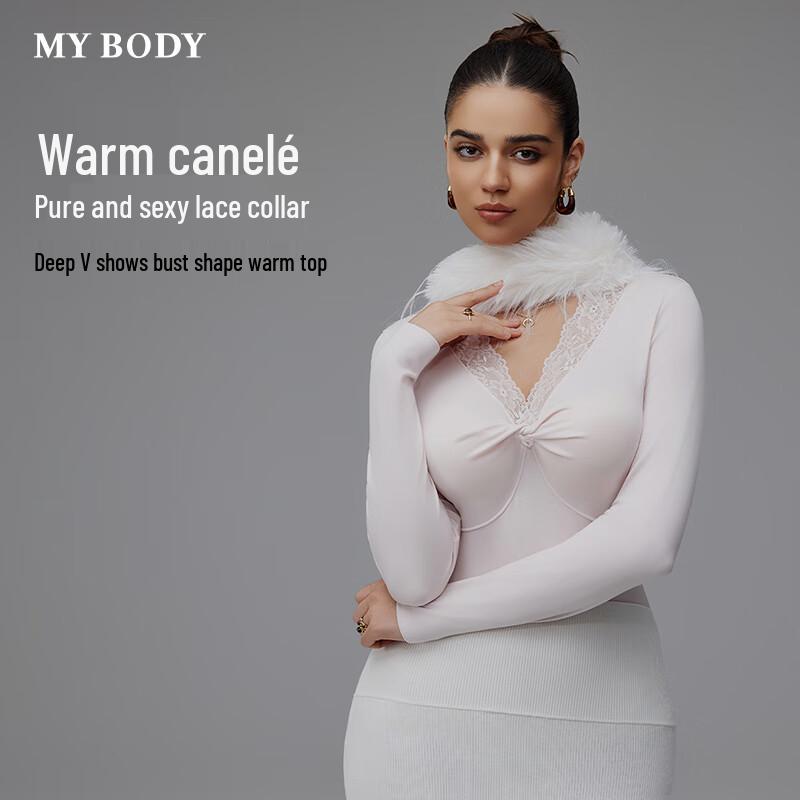 

mybody Women s Lace V-Neck Thermal Top L