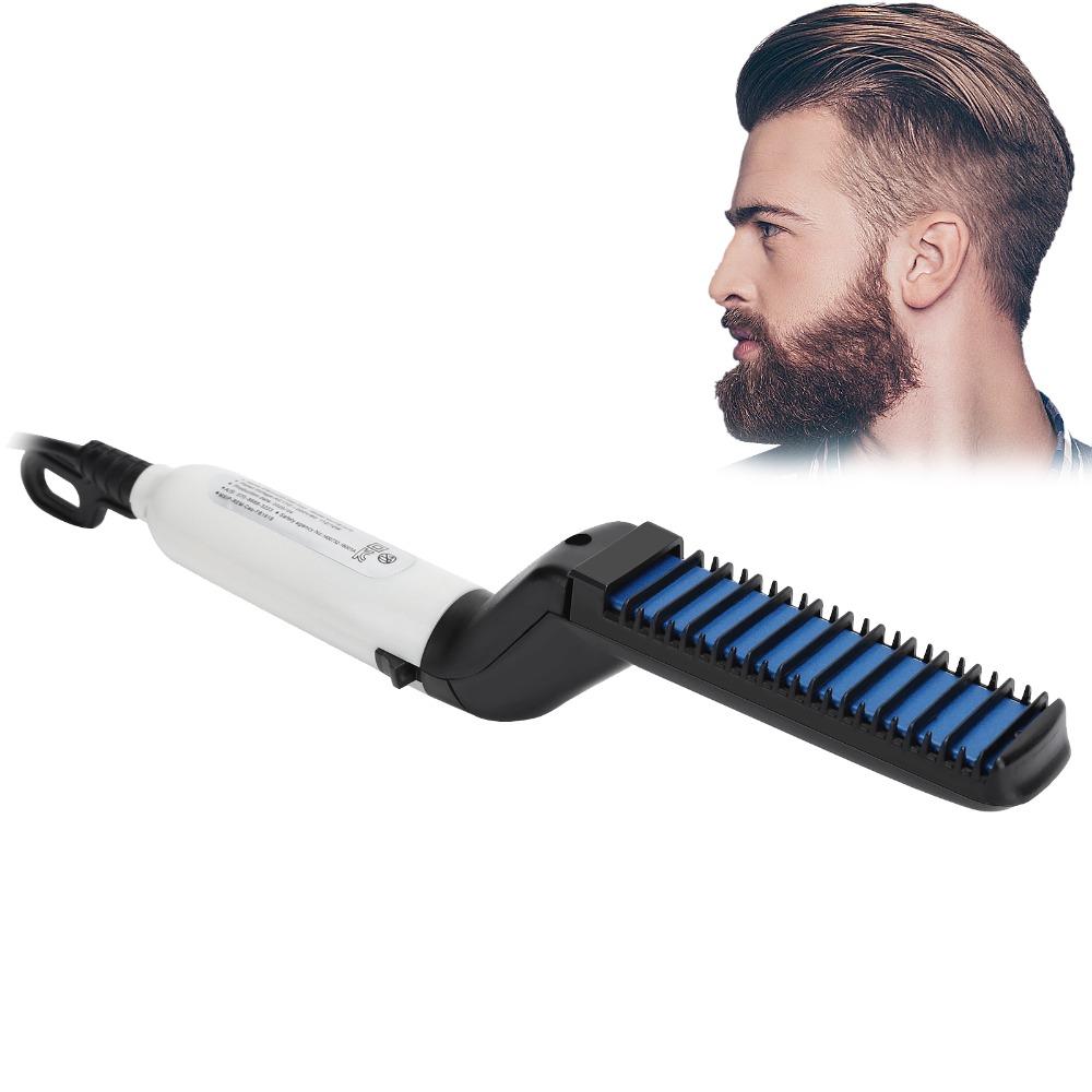 Multi-Functional Electric Hair Comb Brush Fast Heating Beard Comb Mustache Curler Comb For Men