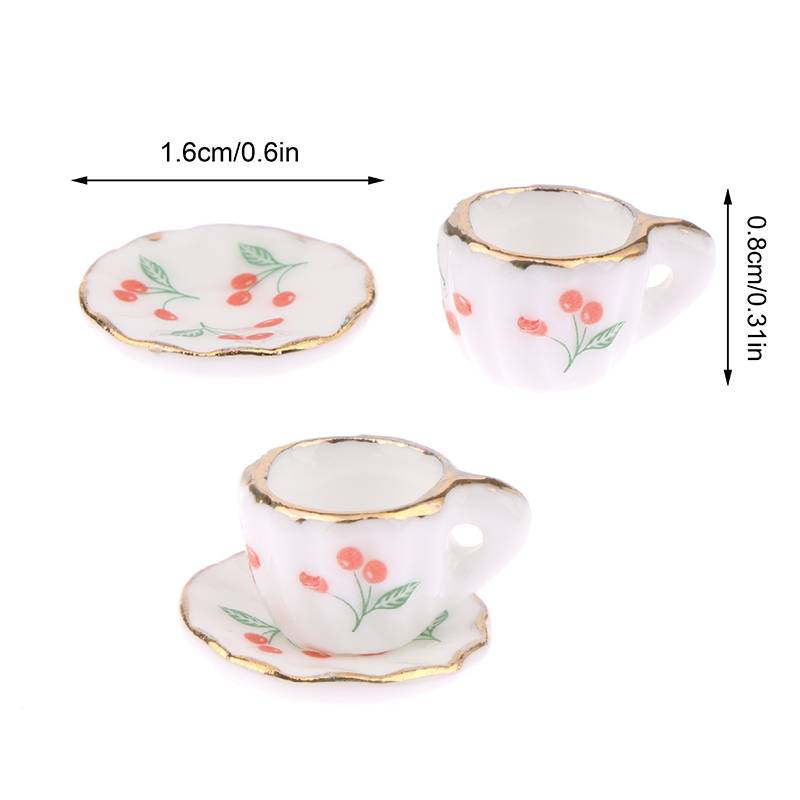 Mini Ceramic Tea Kit Simulation Kettle Plate Model Toy 1:12 Dollhouse Miniature Accessories Doll House Decoration
