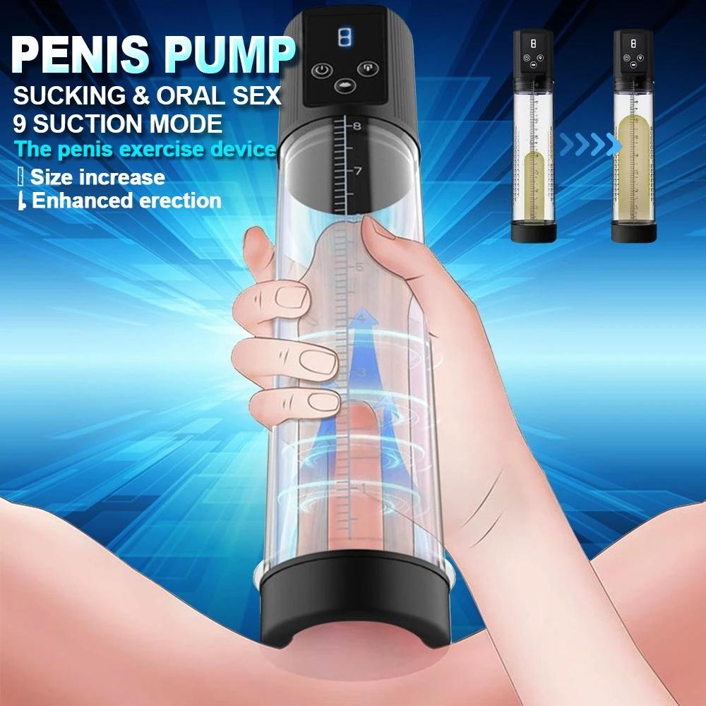 Electric Penis Pump Adult Male Sex Toys Dick Enlarger With 9 Suction Intensities Male Masturbators With Penis Enlargement Tool