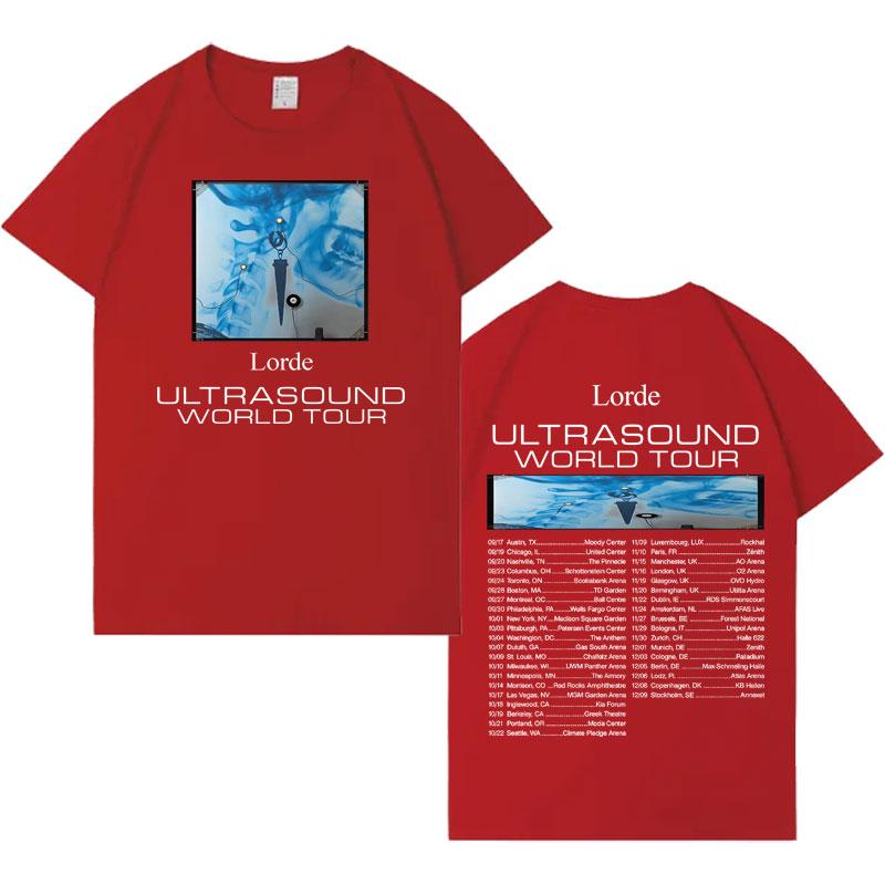 Singer Lorde Ultrasound World Tour Tee Men Women Hip Hop Tshirt Y2K Cotton Harajuku Tshrit High Street Pop Short Sleeve T Shirt