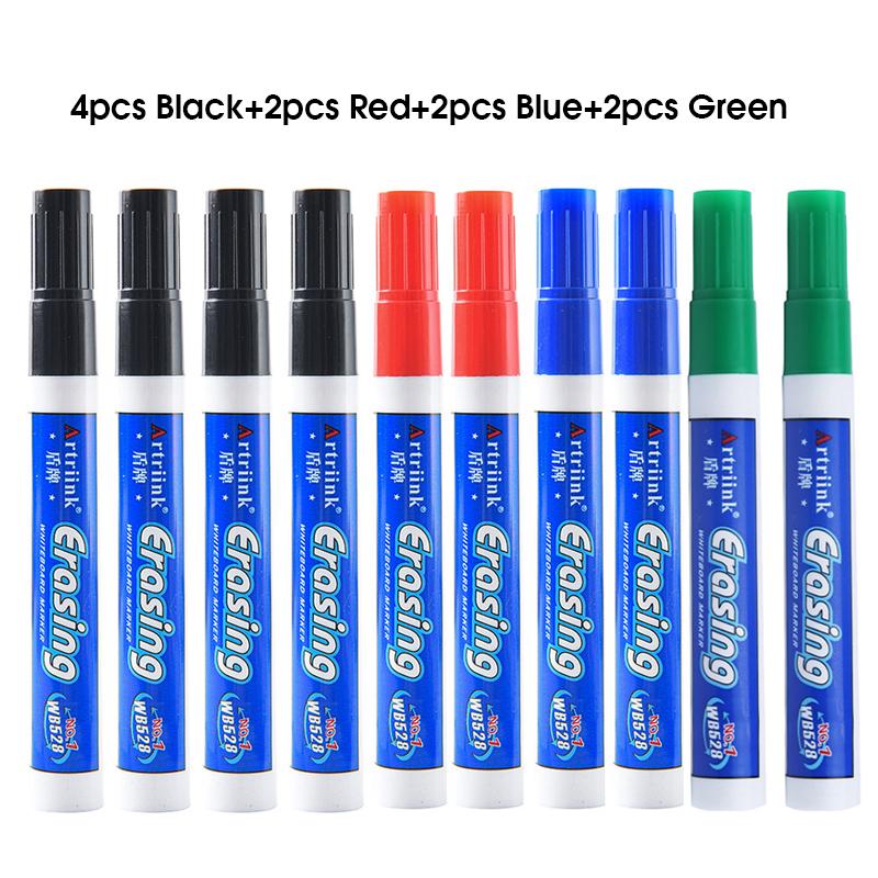 10er Set Whiteboard-Marker, 2,0 mm Spitze, Schwarz Blau Rot Grün Hohes Tintenvolumen, Büro-Lehrstift, Klare Handschrift & Leicht Abwischbar