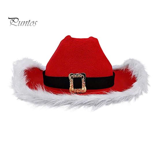 

Рождественская вечеринка Красная ковбойская шляпа с белой пушистой каймой Вестерн Карнавальная шляпа Санта-Клауса для мужчин и женщин красный