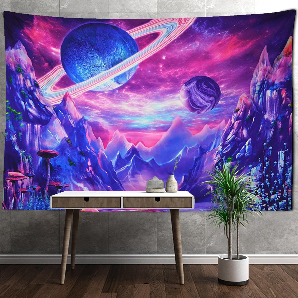 Purple Planet Cosmic Tapestry Wall Hanging Abstract Colorful Witchcraft Aesthetics Room Hippie Tapez Dormitory Decor